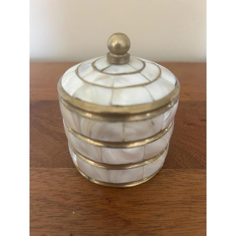Trinket Jar-Brass & Mother of Pearl, Made in India